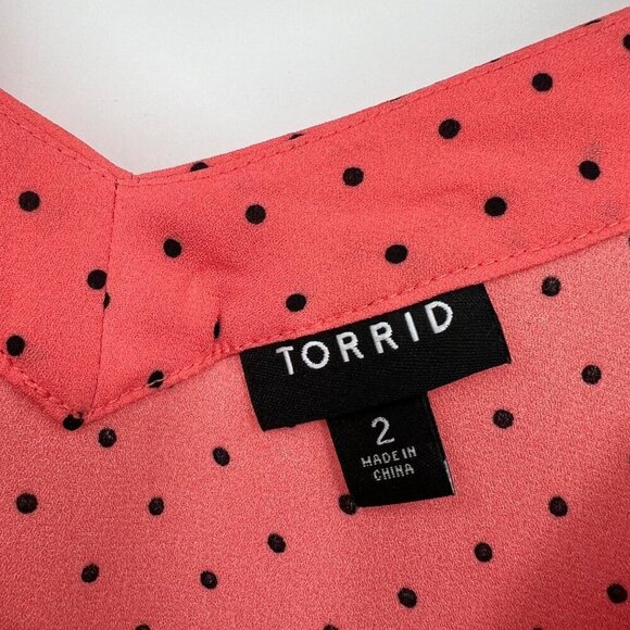 Torrid Top Womens Plus size 2 2X Orange Black Dot Sleeveless Tank Top - Picture 5 of 9